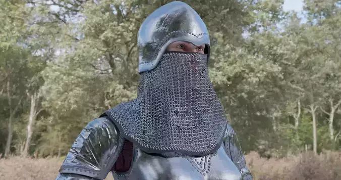 Medieval warrior Low-poly 3D model