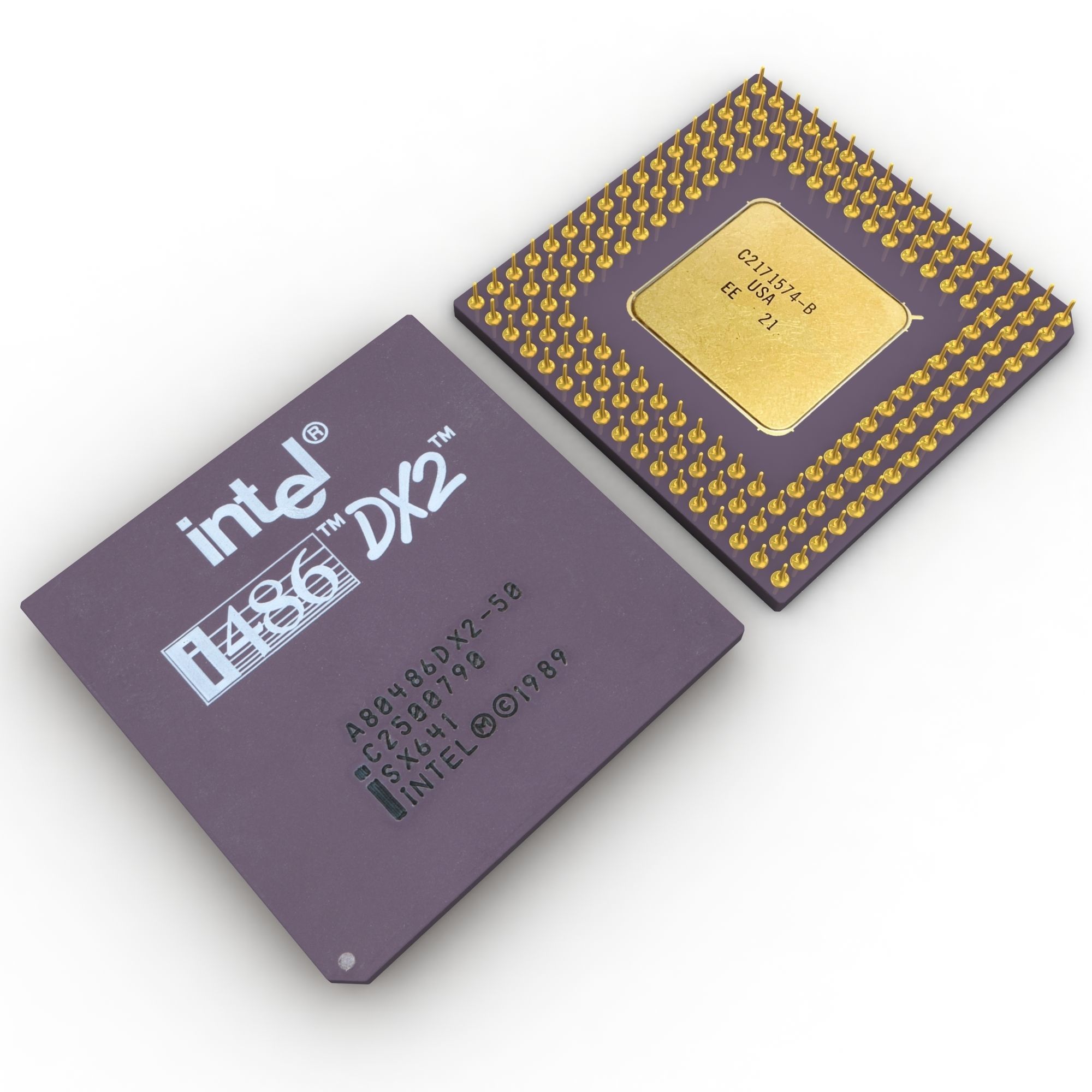 I486 DX2 CPU Processor 3D model_2