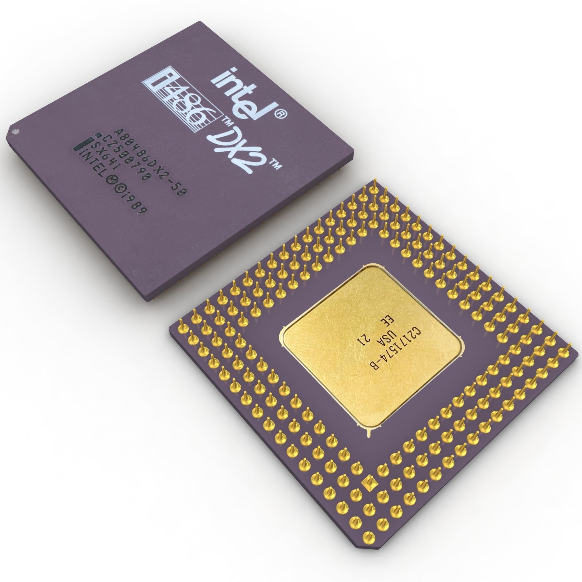 I486 DX2 CPU Processor 3D model_3