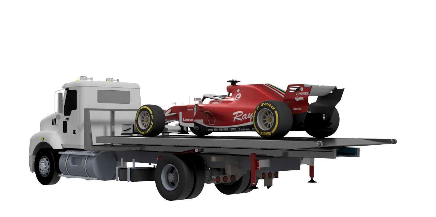 Towing Car Carrier Low Loader  3D model_4