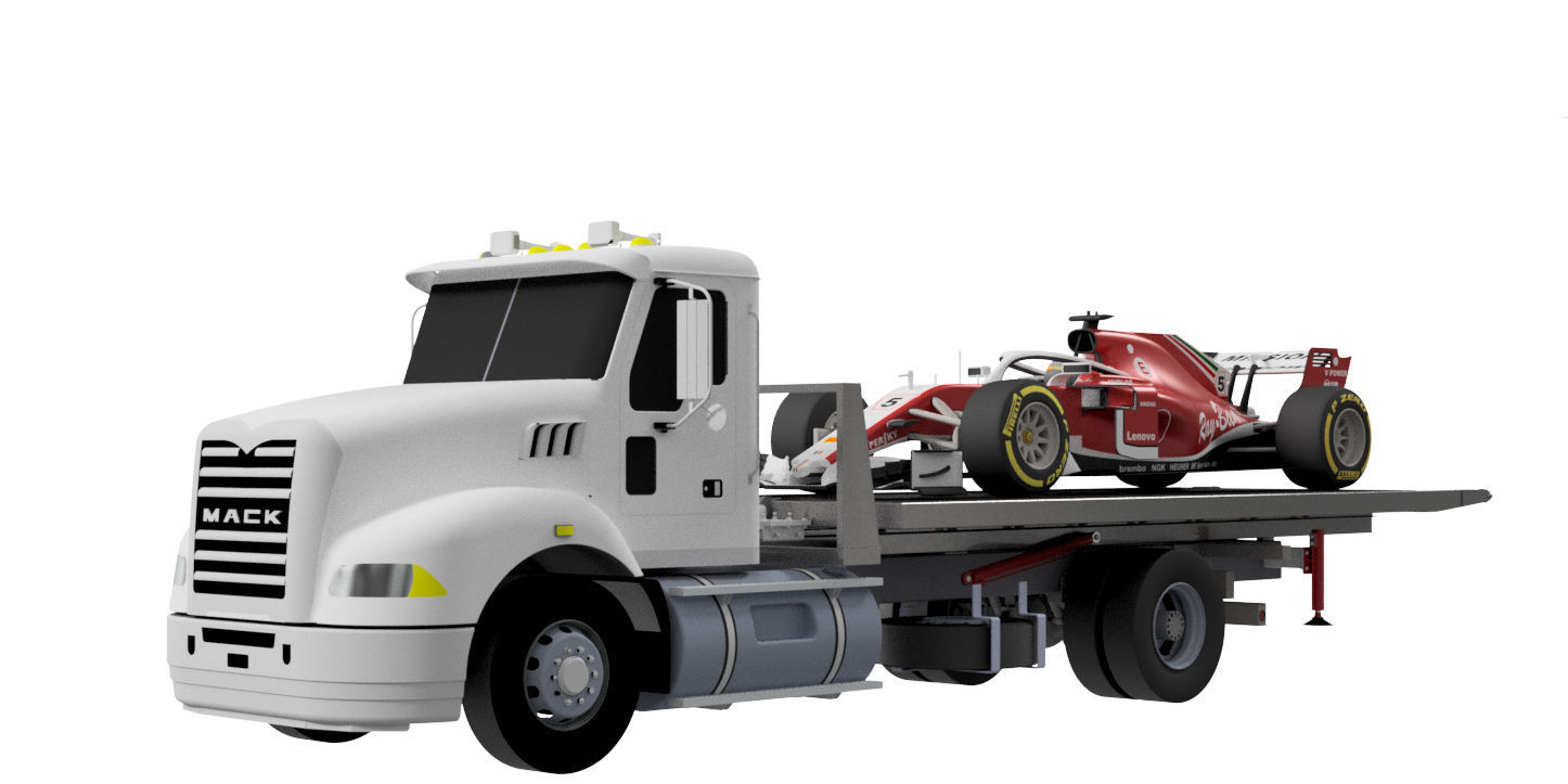 Towing Car Carrier Low Loader  3D model_3