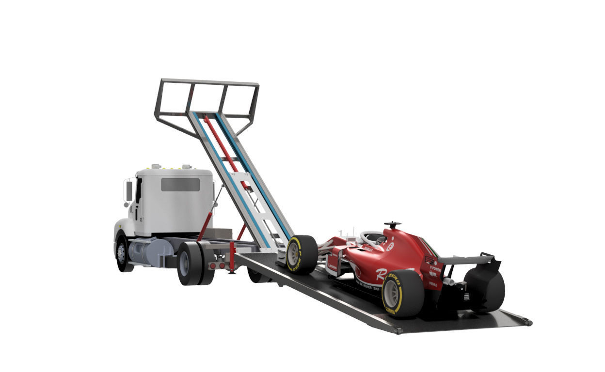 Towing Car Carrier Low Loader  3D model_1