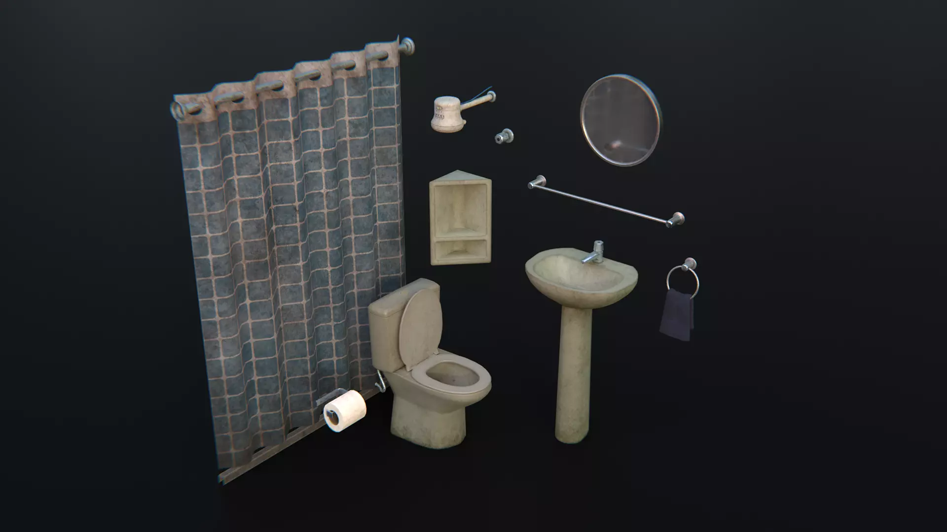 Dingy Bathroom Low-poly 3D model