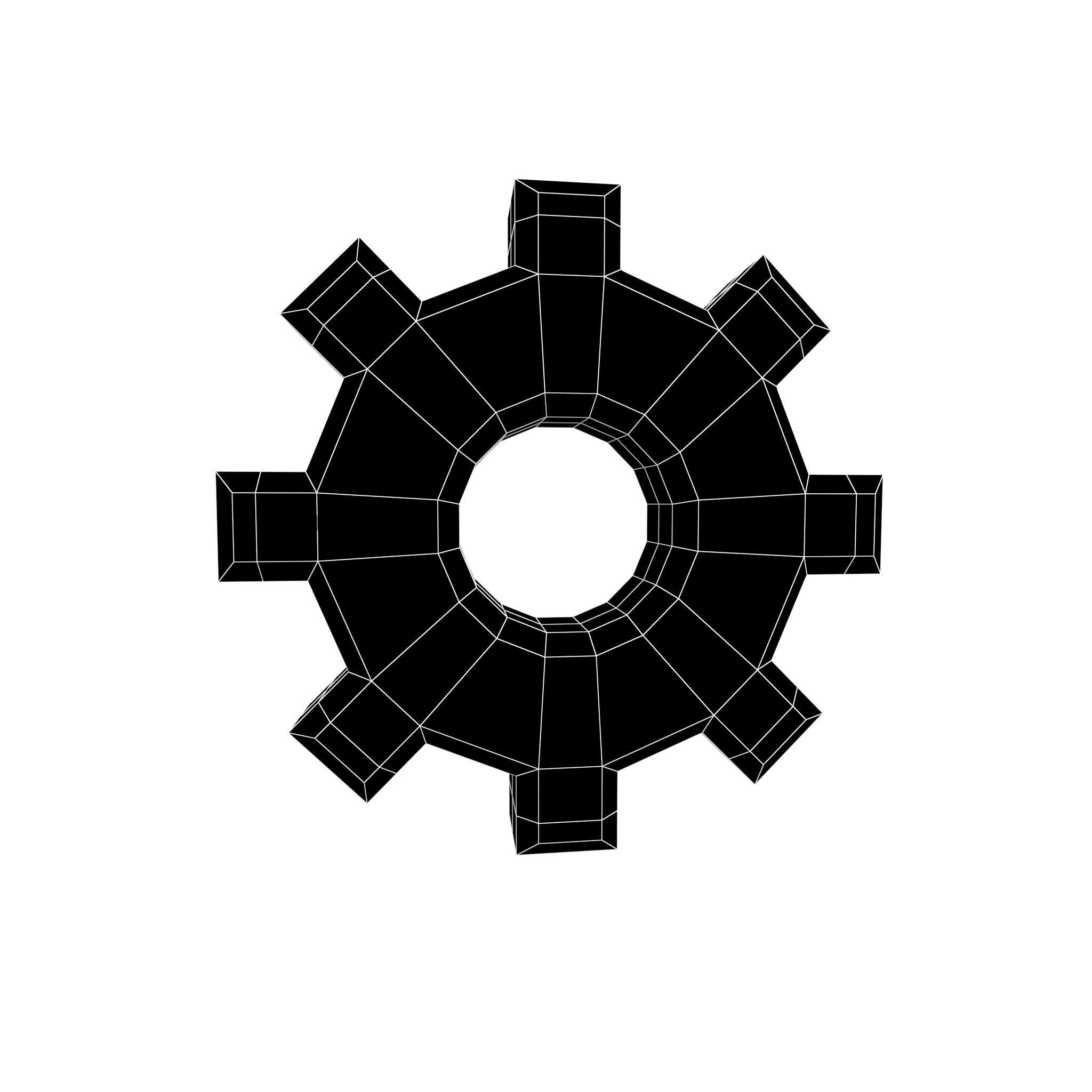 Gear Symbol v2 003 Low-poly 3D model_4