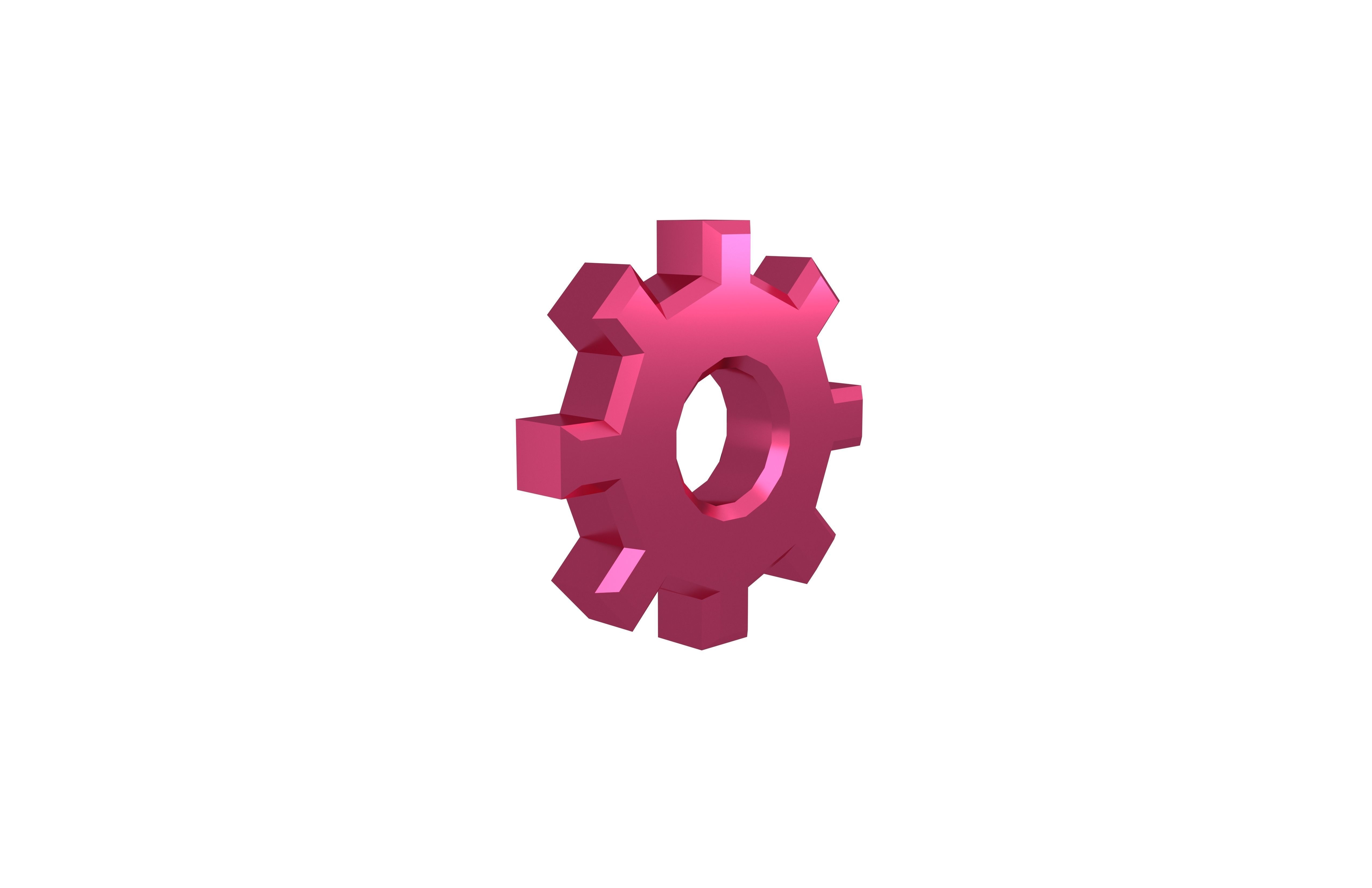 Gear Symbol v2 008 Low-poly 3D model_3