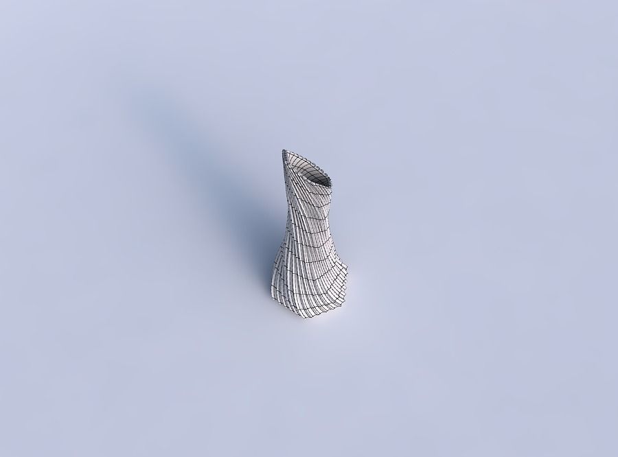 Vase twisted squeezed and bent hexagon with wavy extruded lin... 3D print model_6