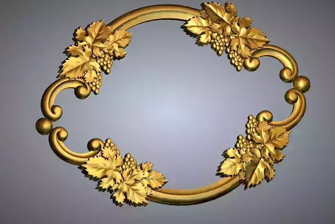 Frame gold with leaves and grapes