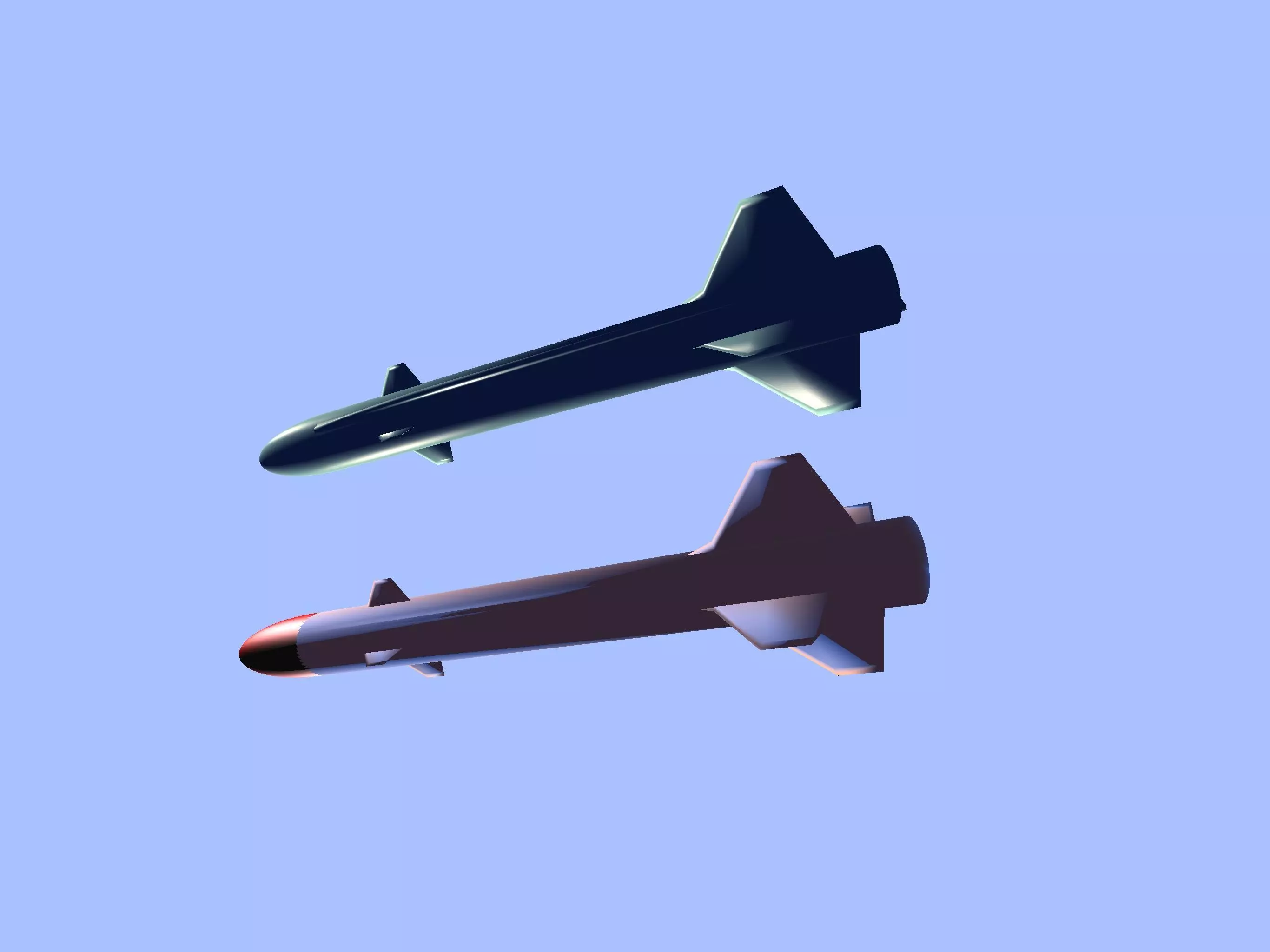 Missiles two jets flying in sky 3D model