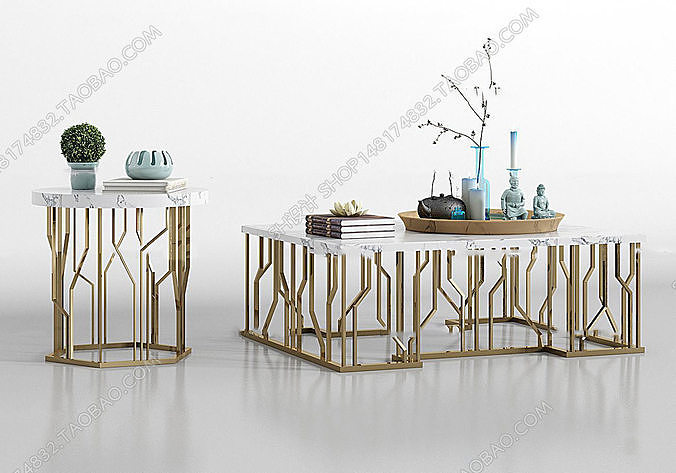 Table with accessories Low-poly 3D model