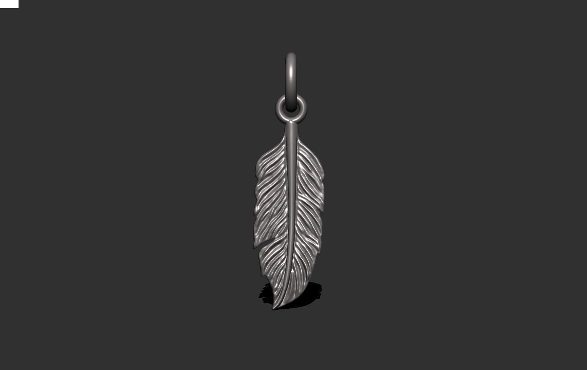 Feather pendant 3D print model_3