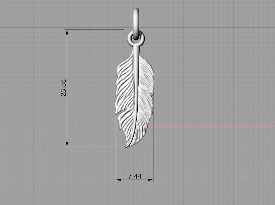 Feather pendant 3D print model_4