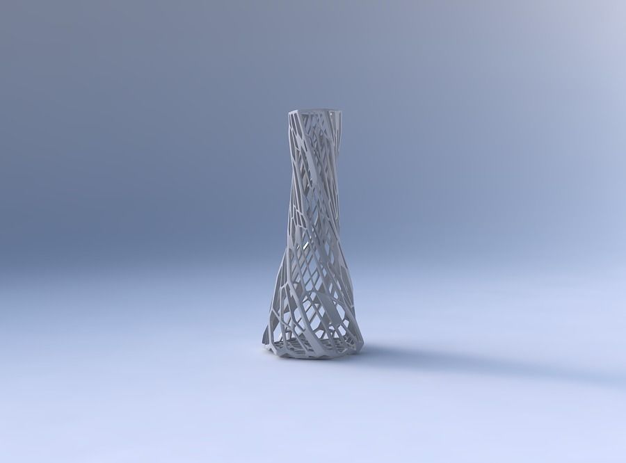 Vase twisted squeezed hexagon with faceted organic lattice 3D print model_4