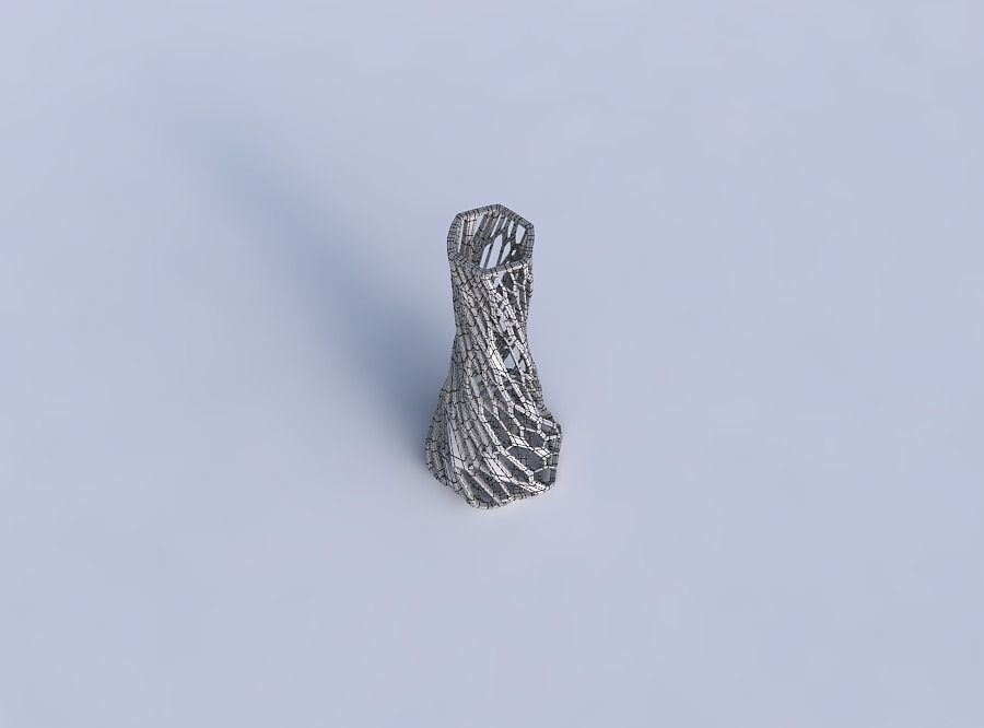 Vase twisted squeezed hexagon with faceted organic lattice 3D print model_6