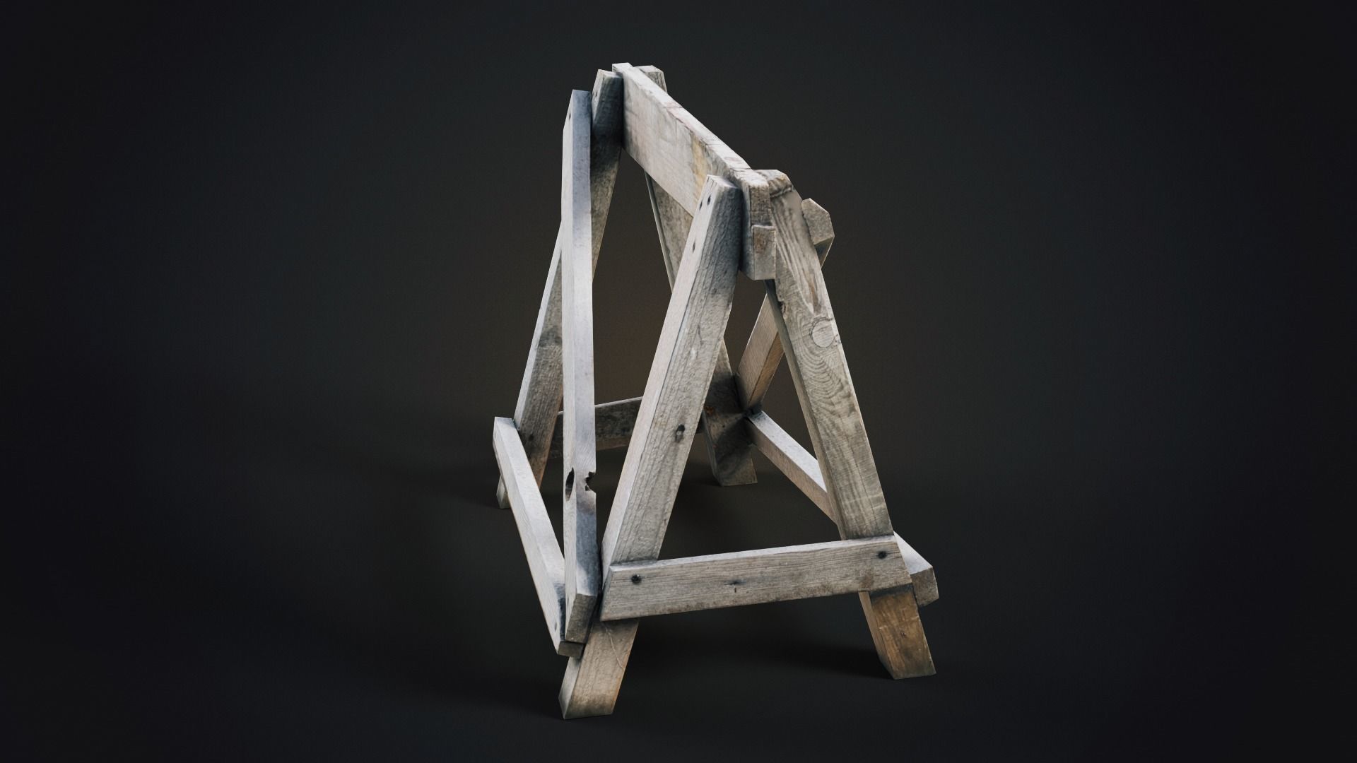 Wood barricade Low-poly 3D model_3