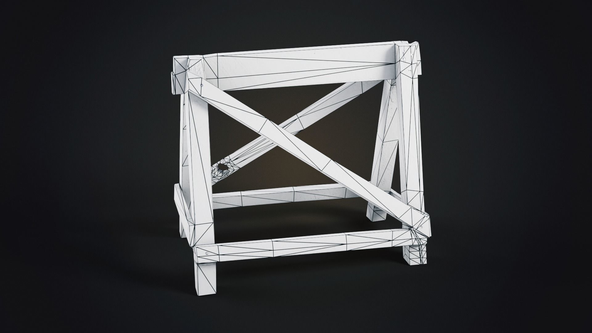 Wood barricade Low-poly 3D model_10