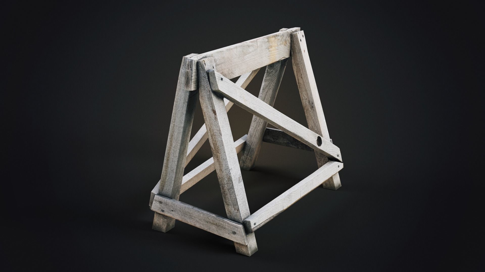 Wood barricade Low-poly 3D model_6