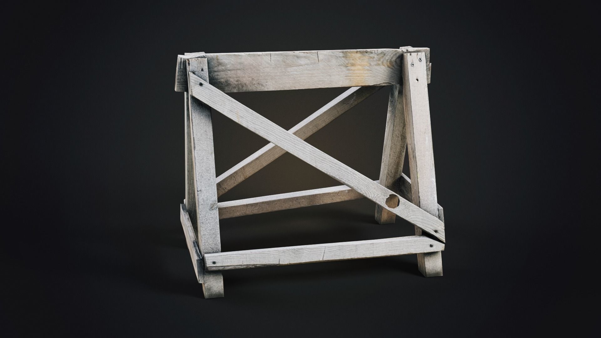 Wood barricade Low-poly 3D model_5