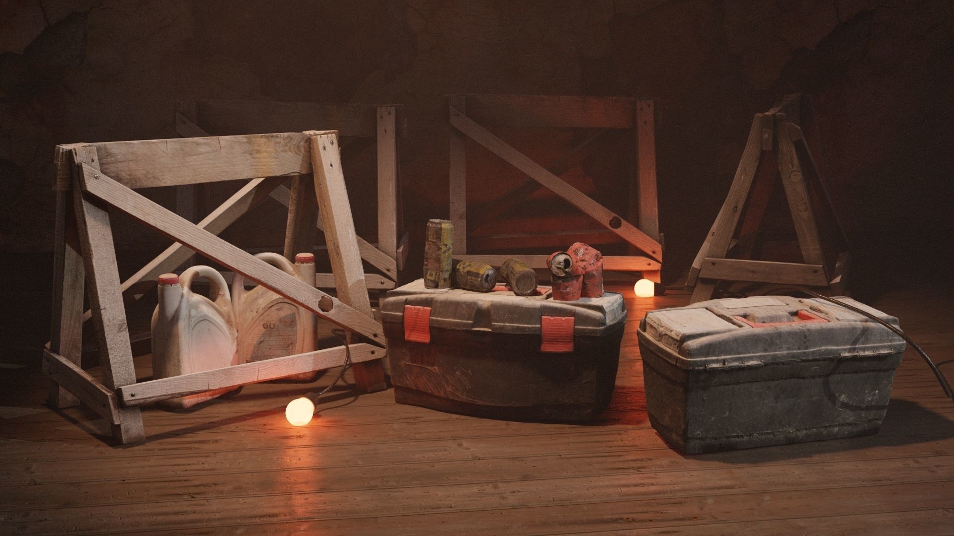 Wood barricade Low-poly 3D model_9