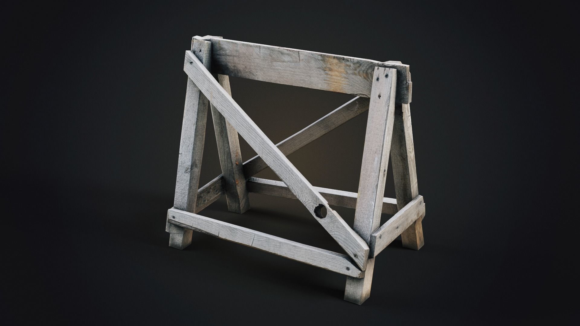 Wood barricade Low-poly 3D model_4