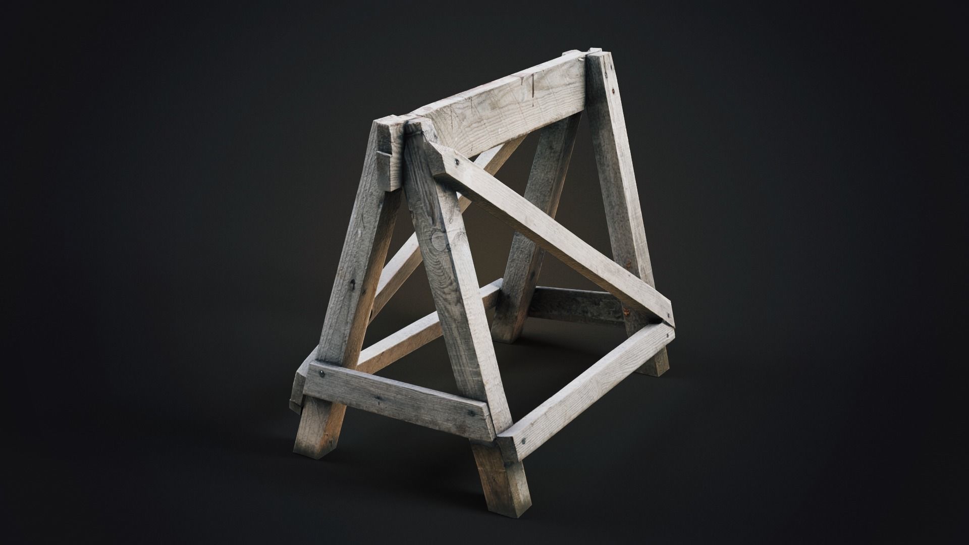 Wood barricade Low-poly 3D model_2