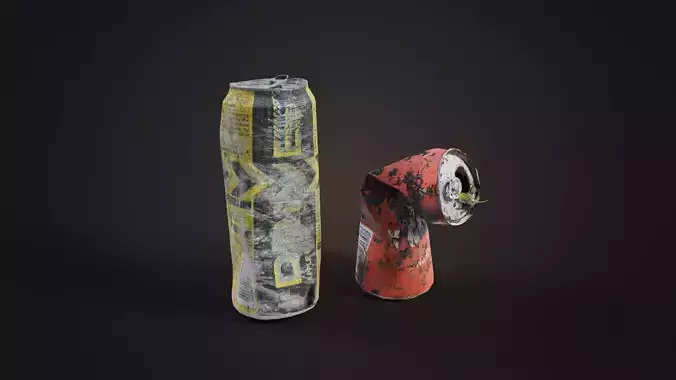 Damaged energy drinks Low-poly 3D model