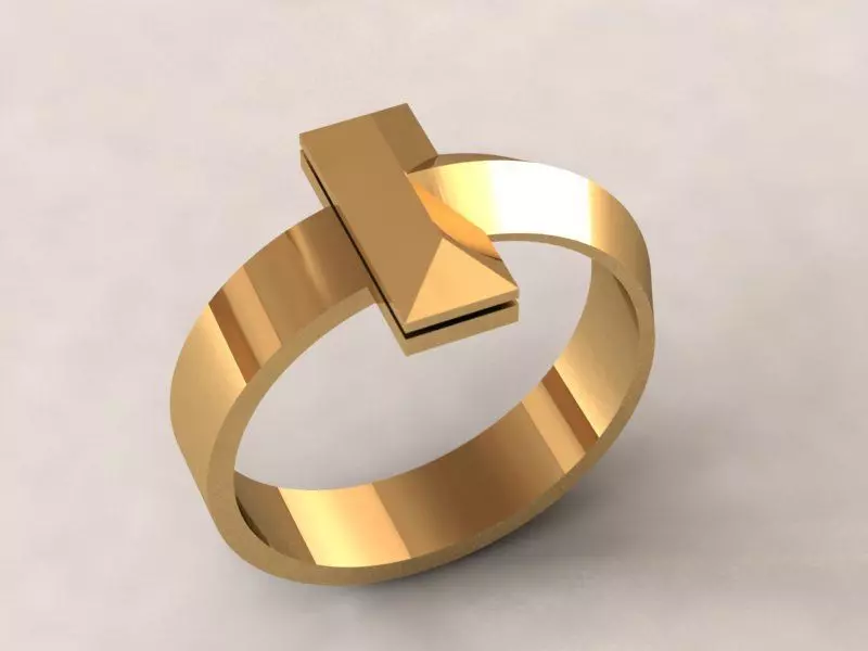 T shaped ring 3D print model_0