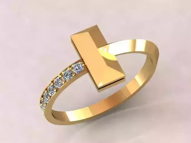 T shaped diamond ring