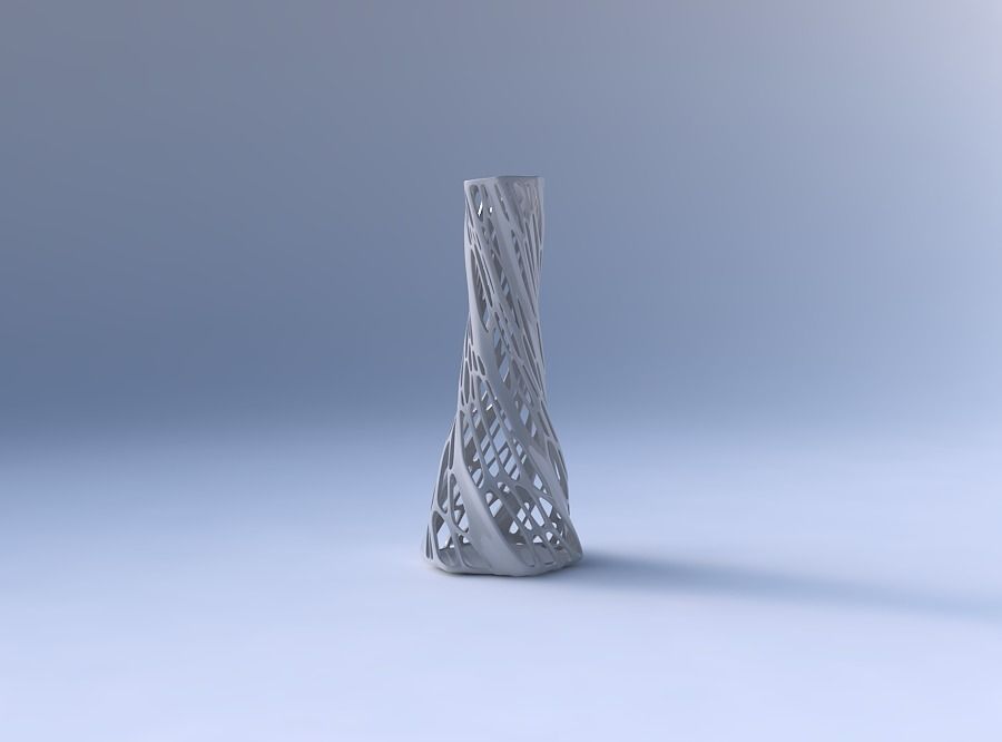 Vase twisted squeezed hexagon with organic lattice with solid... 3D print model_4