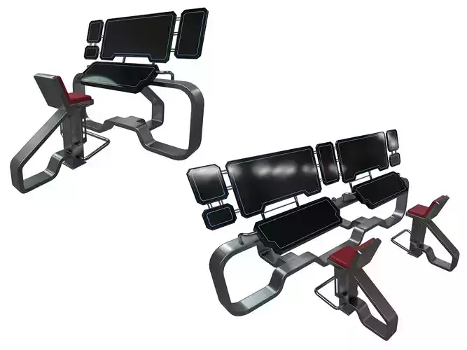 Lowpoly Scifi Computer Control Station