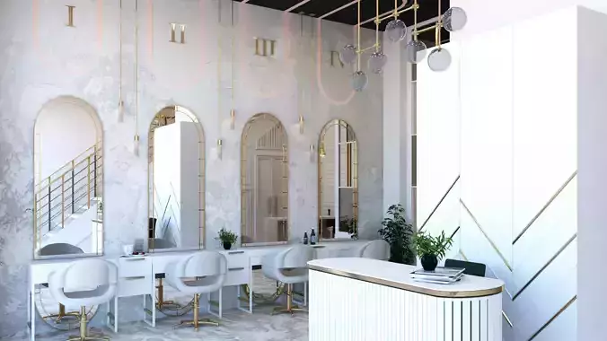 Beauty Salon Interior Scene 3D model  3D model
