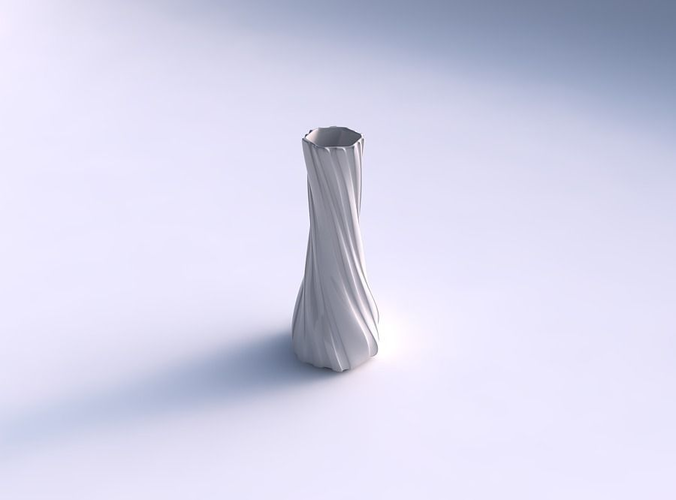 Vase twisted squeezed hexagon with twisted smooth ribbons 