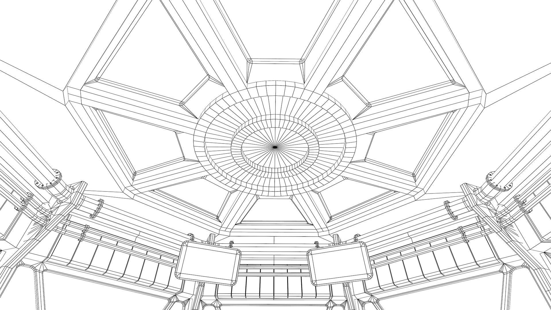 Lowpoly Scifi Control Room Low-poly 3D model_22