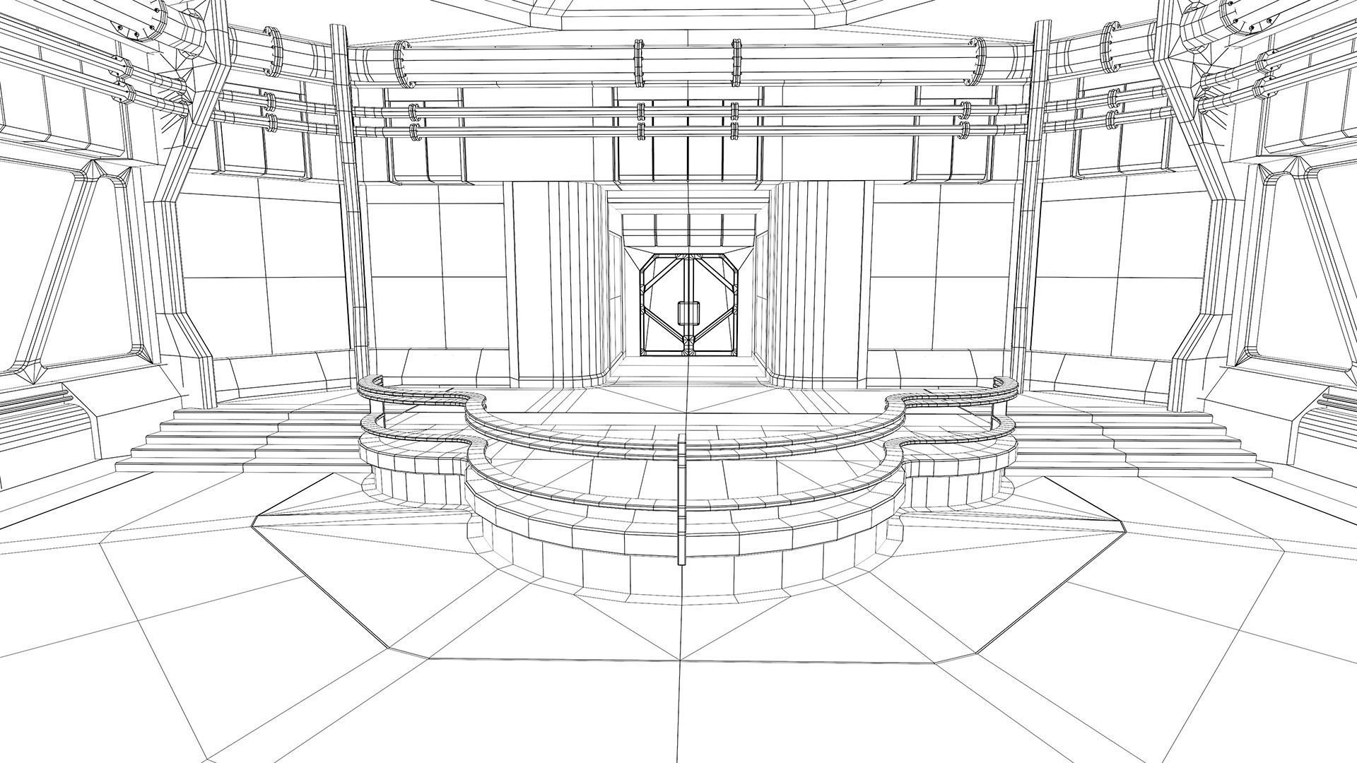Lowpoly Scifi Control Room Low-poly 3D model_30