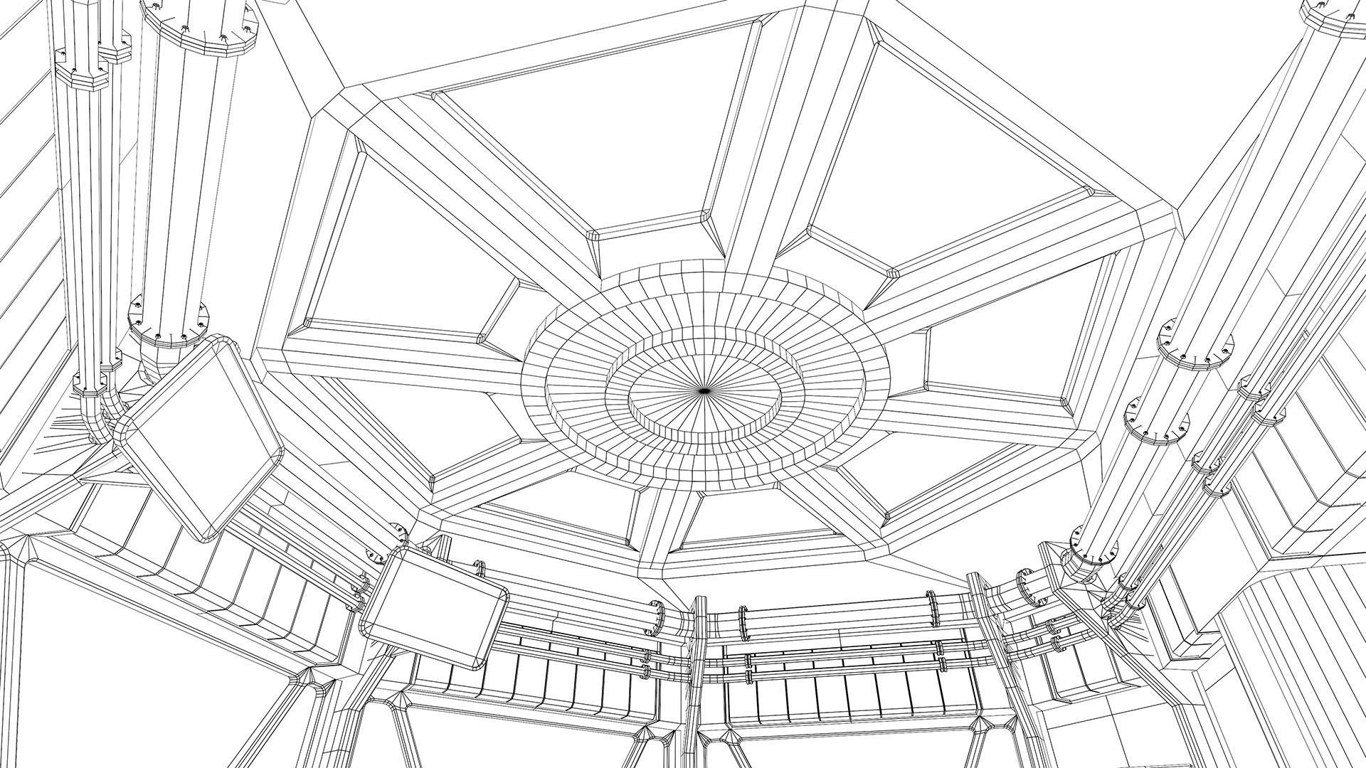 Lowpoly Scifi Control Room Low-poly 3D model_25