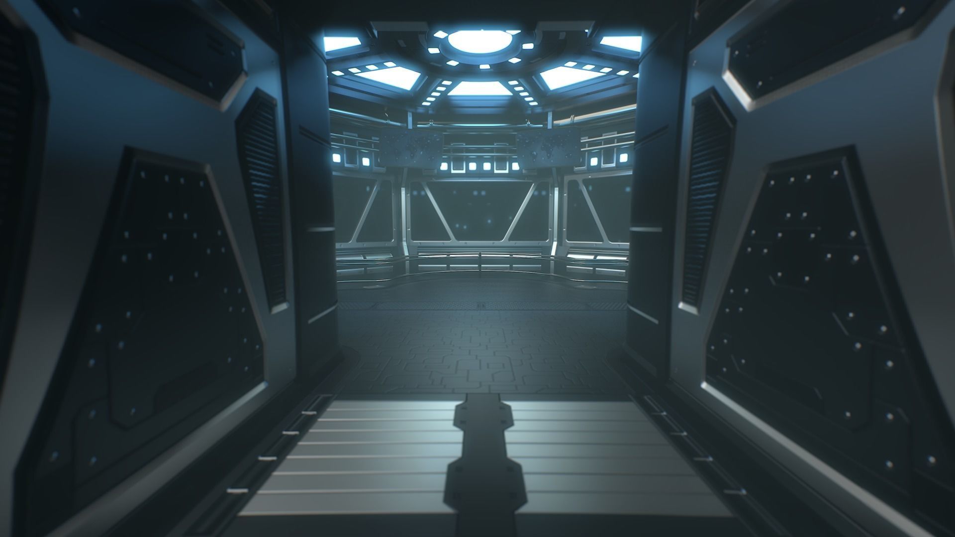 Lowpoly Scifi Control Room Low-poly 3D model_11