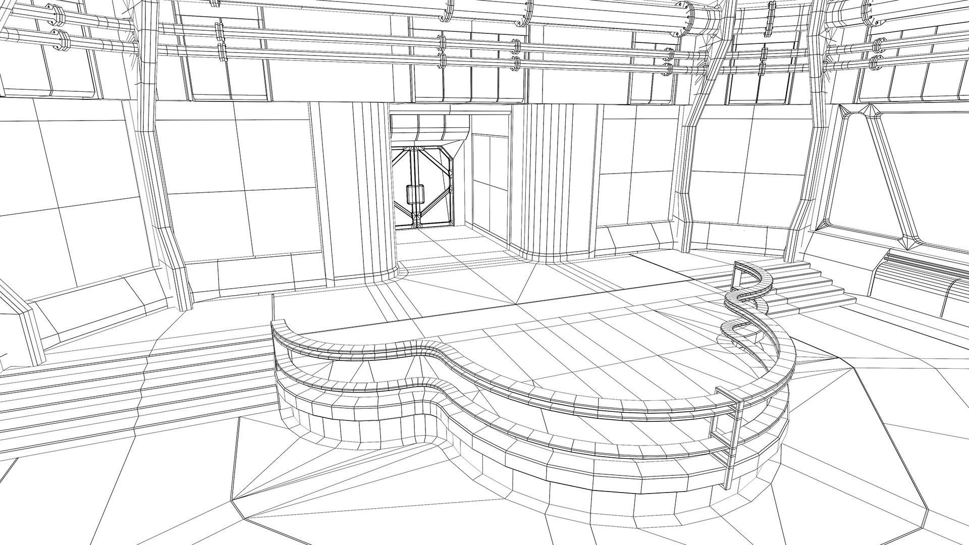 Lowpoly Scifi Control Room Low-poly 3D model_26