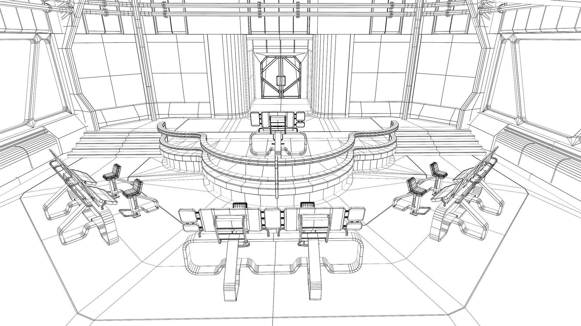 Lowpoly Scifi Control Room Low-poly 3D model_16