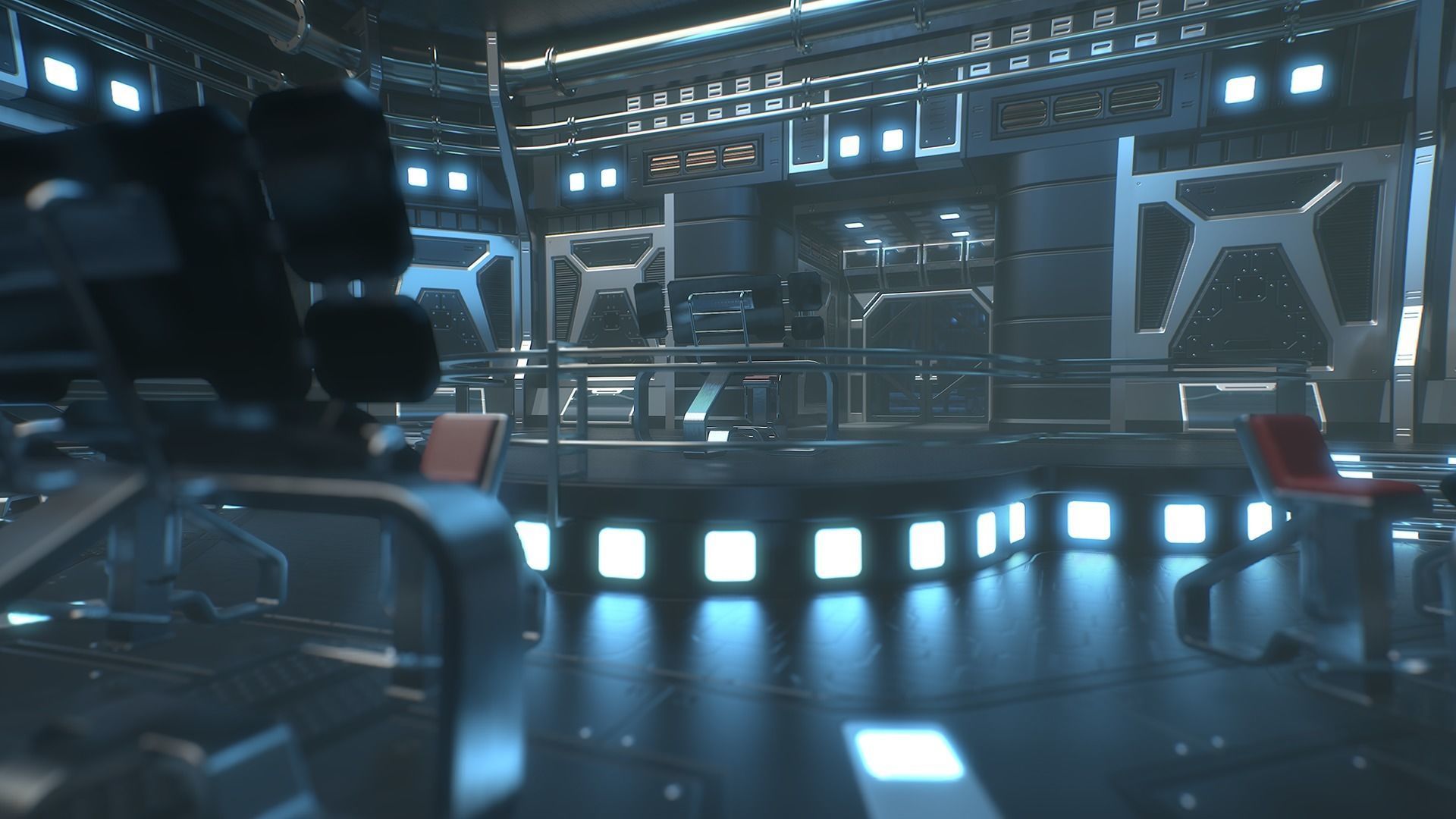 Lowpoly Scifi Control Room Low-poly 3D model_4