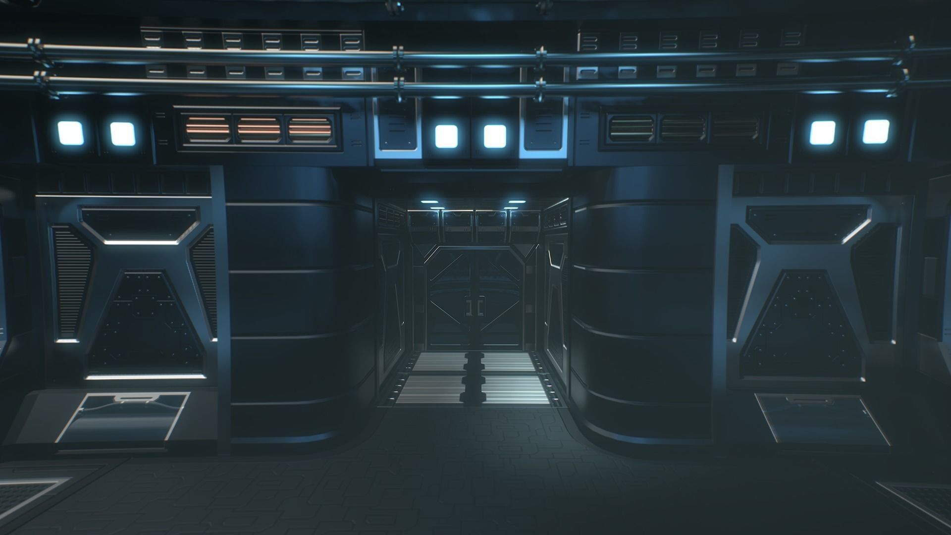 Lowpoly Scifi Control Room Low-poly 3D model_10