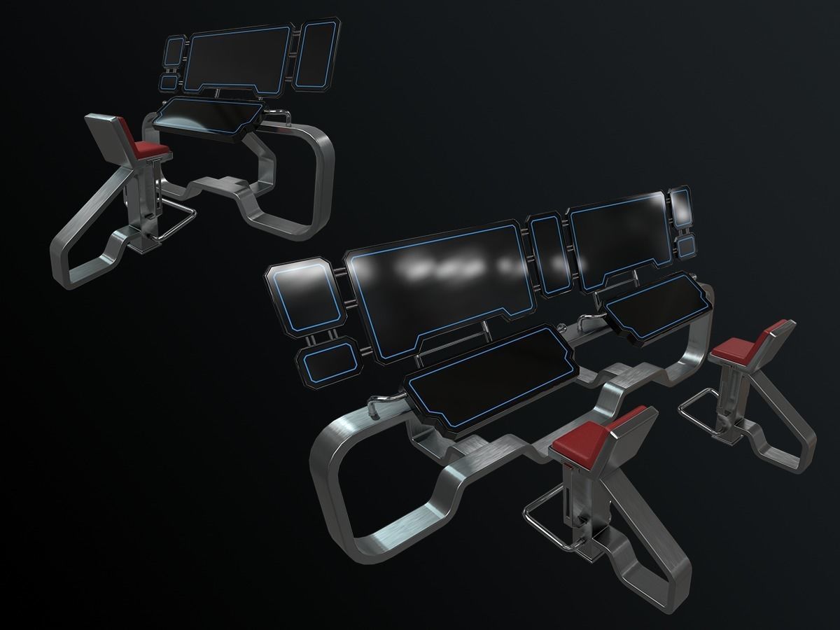 Lowpoly Scifi Control Room Low-poly 3D model_13