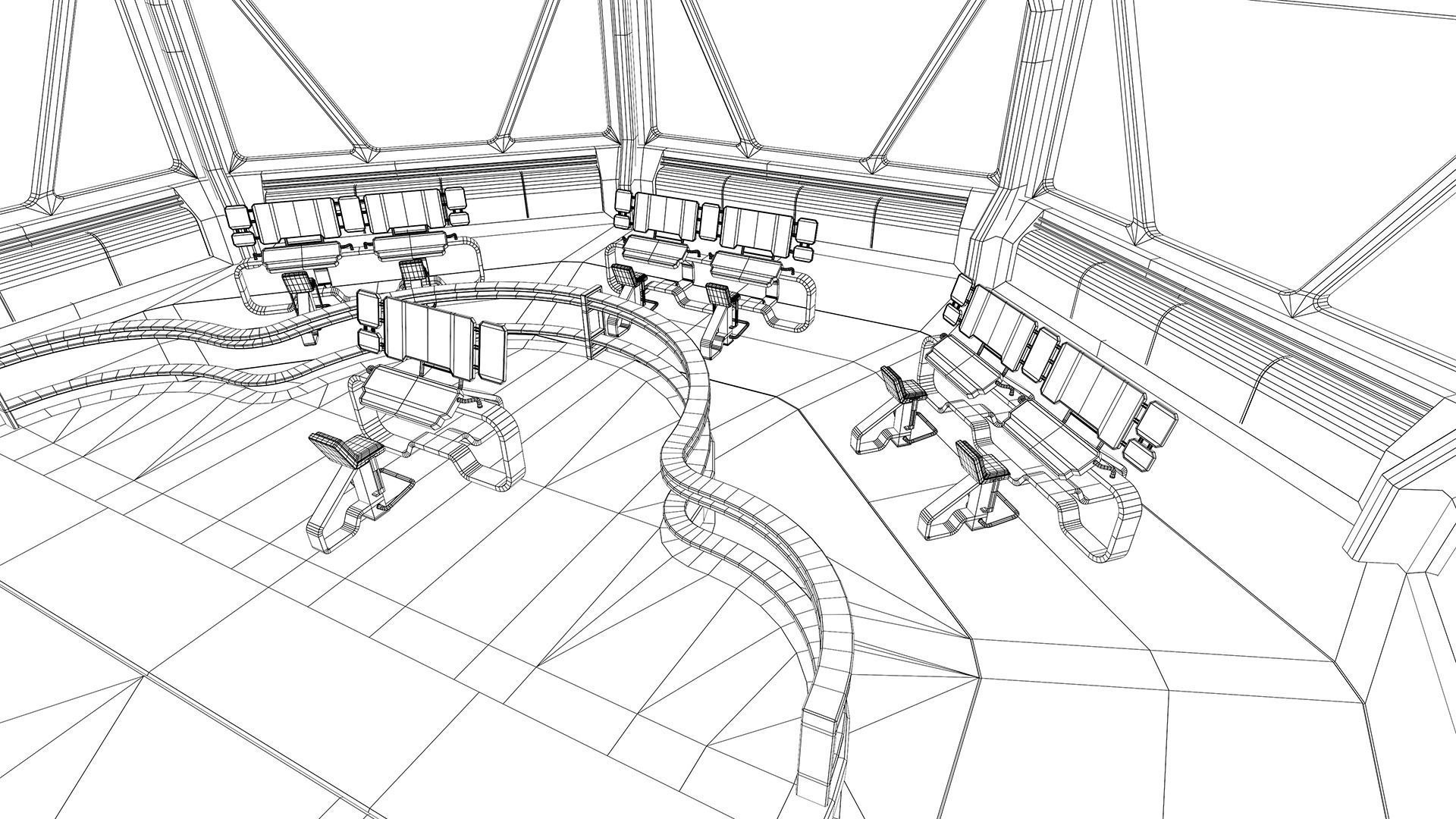 Lowpoly Scifi Control Room Low-poly 3D model_20
