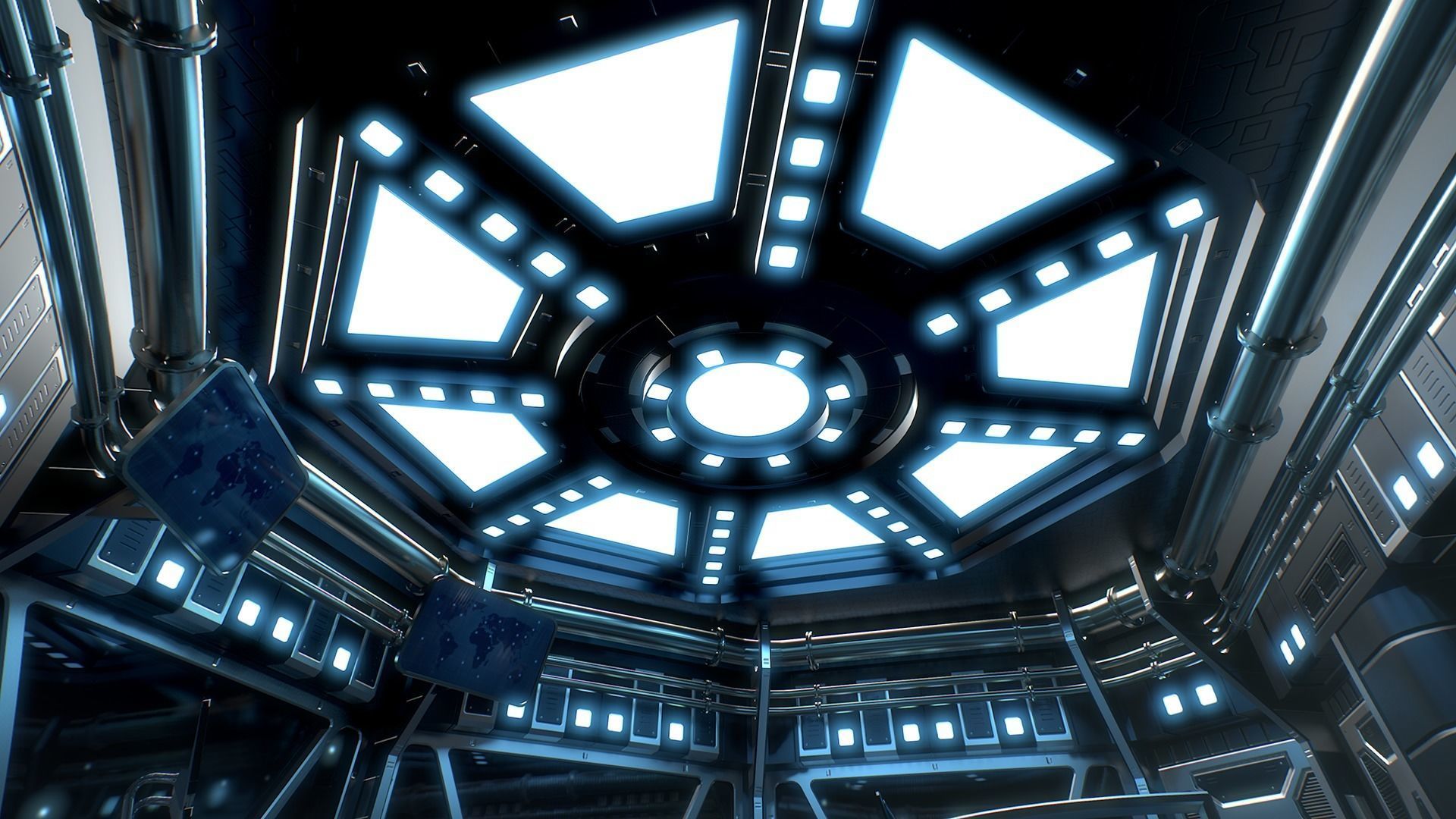 Lowpoly Scifi Control Room Low-poly 3D model_12