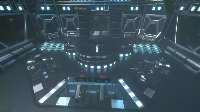Lowpoly Scifi Control Room Low-poly 3D model