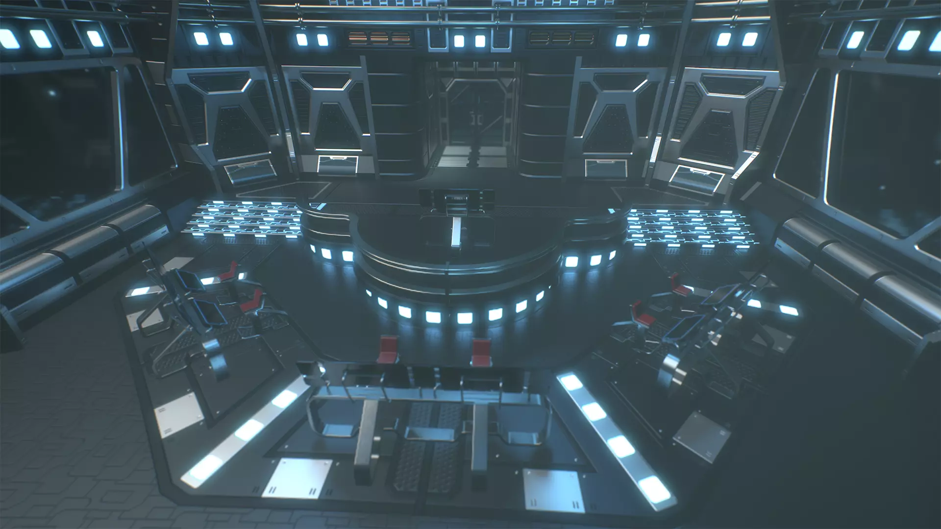 Lowpoly Scifi Control Room Low-poly 3D model_0
