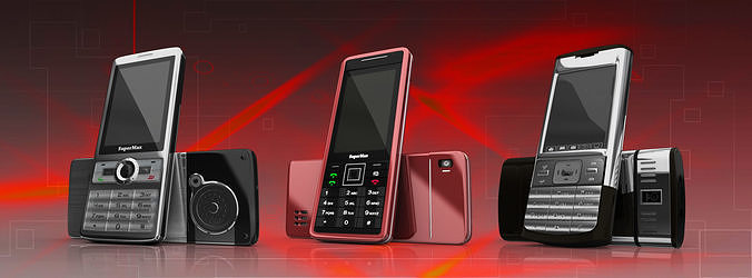 old 3 different mobile phone Free low-poly 3D model