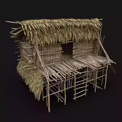 TRIBAL JUNGLE PRIMAL HUT HOUSE REED TREE SURVIVAL NEXTGEN Low-poly 3D model