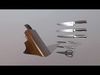 Kitchen knife set Low-poly 3D model_1