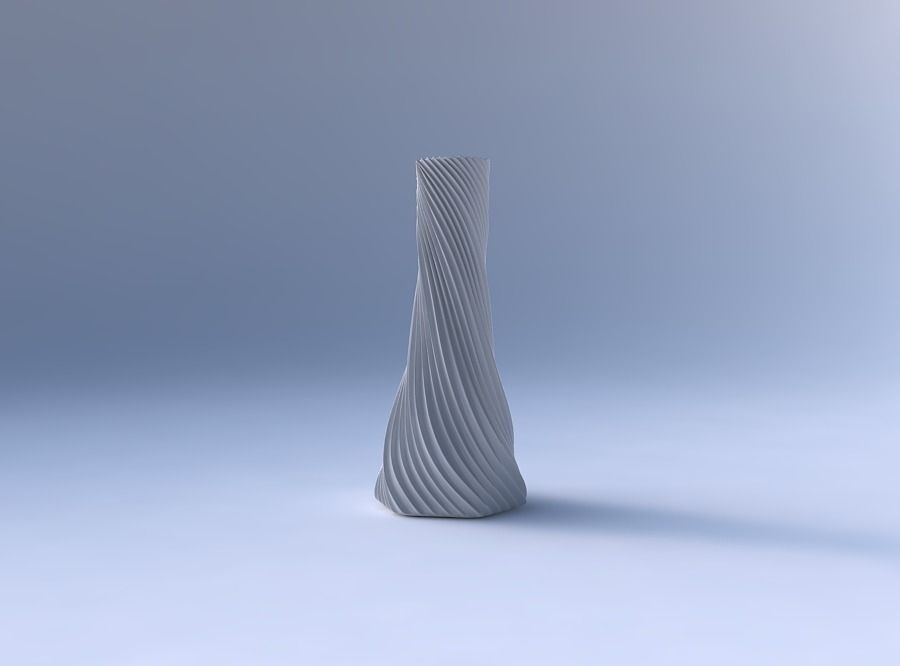 Vase twisted squeezed hexagon with wavy extruded lines 4 3D print model_4