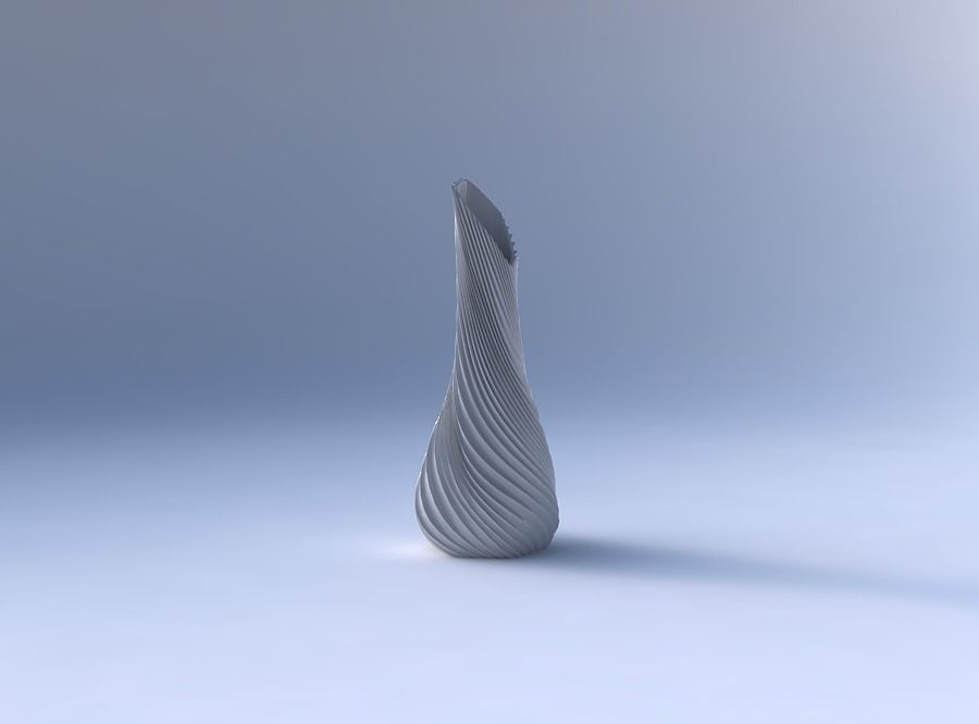 Vase twisted top bent hexagon 2 with bent extruded lines 3 3D print model_4