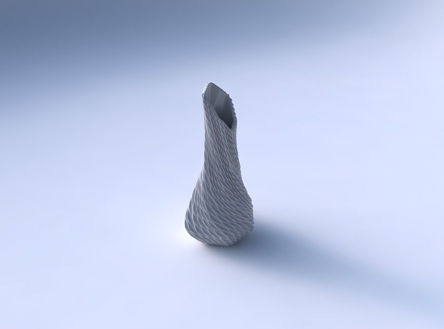 Vase twisted top bent hexagon 2 with bent extruded pattern 3D print model_3